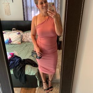 Pinkblush Mauve Ruched One Shoulder Dress